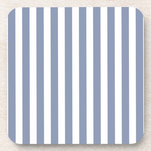 Blue grey and white candy stripes coaster (Front)