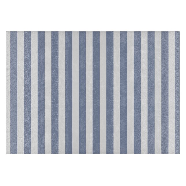 Blue grey and white candy stripes cutting board (Front)
