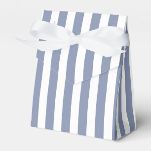 Blue grey and white candy stripes favour box