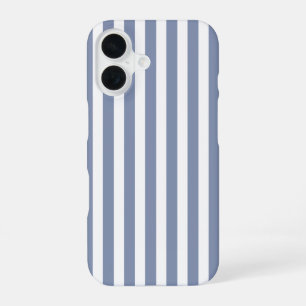 Blue grey and white candy stripes iPhone 16 case