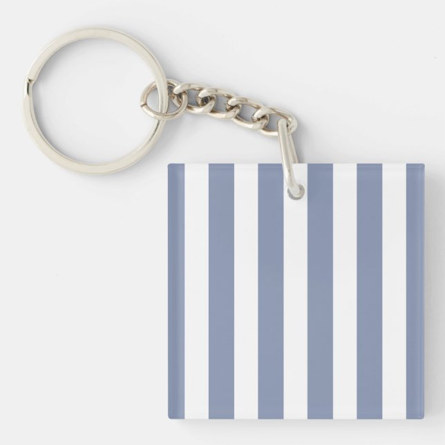 Blue grey and white candy stripes key ring (Front)