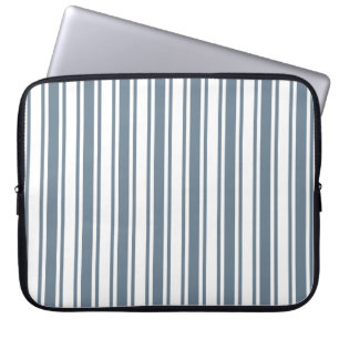 Blue-grey and white candy stripes laptop sleeve