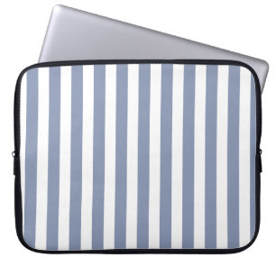 Blue grey and white candy stripes laptop sleeve