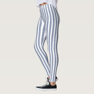 Blue grey and white candy stripes leggings