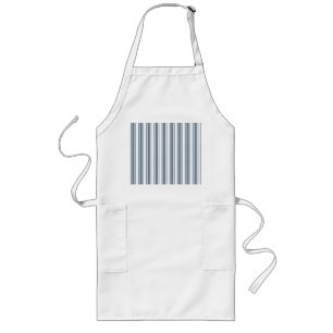 Blue-grey and white candy stripes long apron