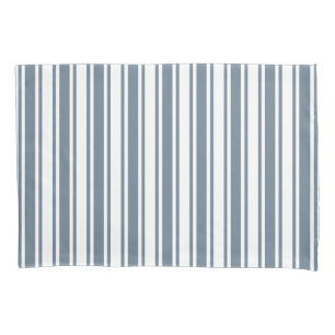 Blue-grey and white candy stripes pillowcase