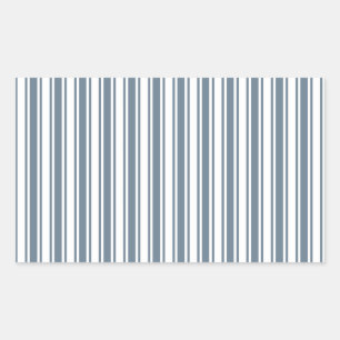 Blue-grey and white candy stripes rectangular sticker