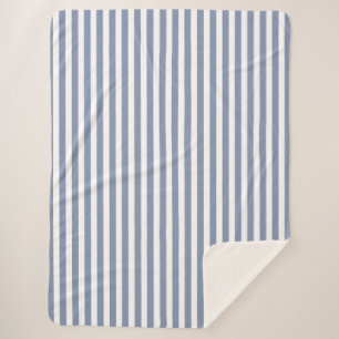 Blue grey and white candy stripes sherpa blanket
