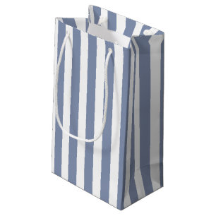Blue grey and white candy stripes small gift bag