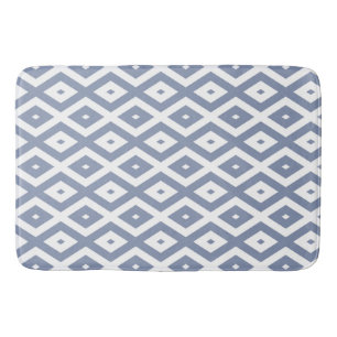 Blue grey and white diamond pattern bath mat