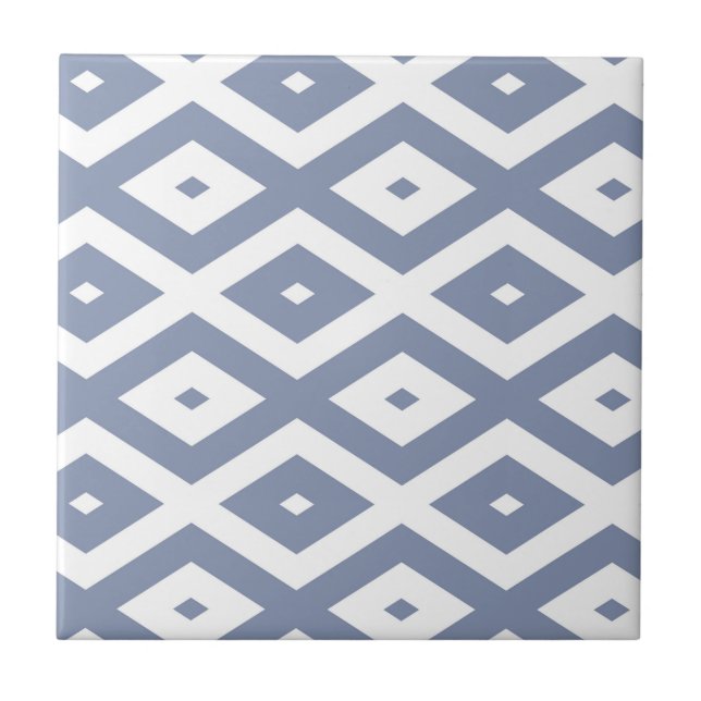 Blue grey and white diamond pattern ceramic tile (Front)