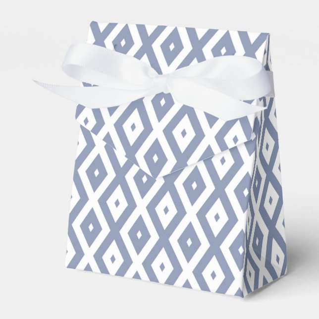 Blue grey and white diamond pattern favour box (Front Side)
