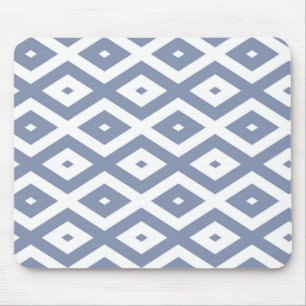 Blue grey and white diamond pattern mouse pad