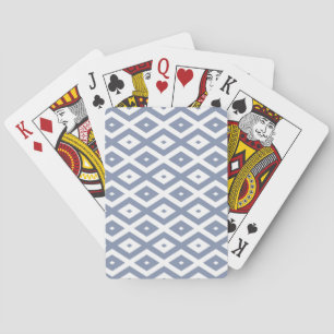 Blue grey and white diamond pattern playing cards