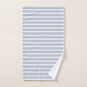 Blue-grey and white five stripe pattern hand towel