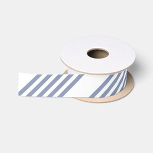 Blue-grey and white five stripe pattern satin ribbon