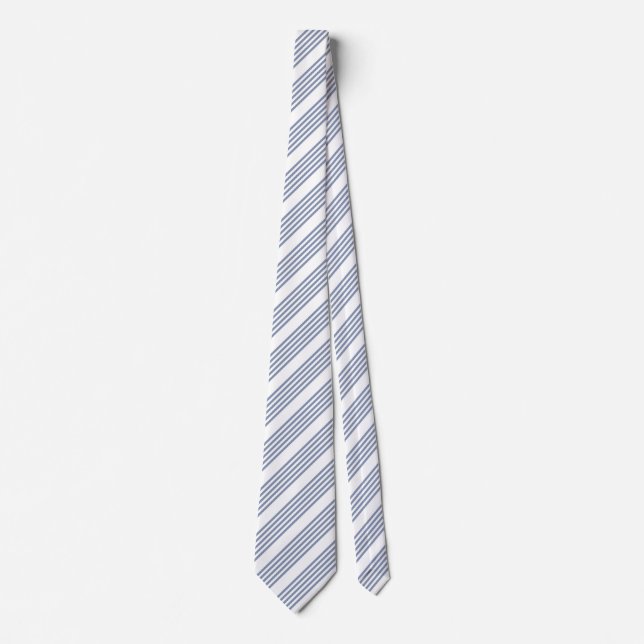 Blue-grey and white five stripe pattern tie (Front)