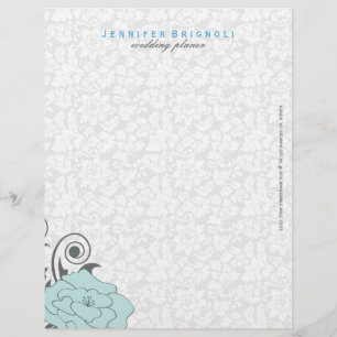 Blue Grey And White Floral Design Personalised Letterhead