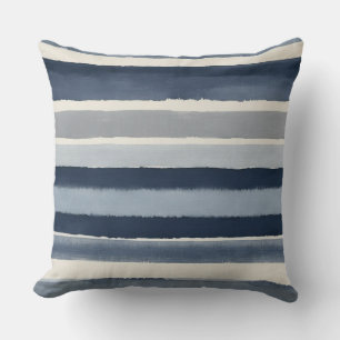 Blue grey and white stripes cushion