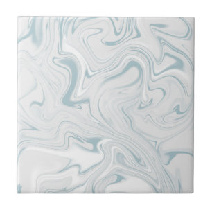 Blue Grey and White Swirly Classy Marbled Pattern Ceramic Tile