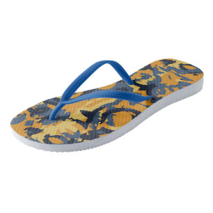 Blue Grey and yellow abstract Thongs