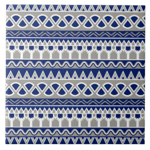 blue grey aztec tiled pattern ceramic tile