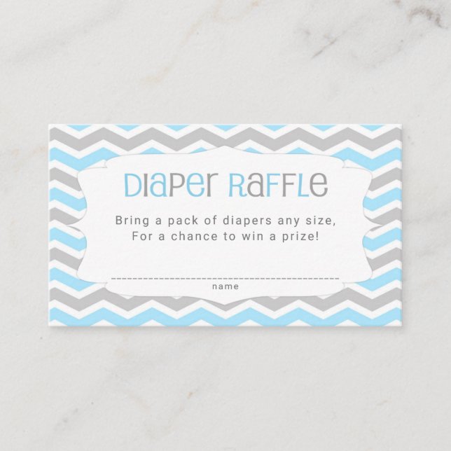 Blue Grey Baby Shower Diaper Raffle Tickets Enclosure Card (Front)