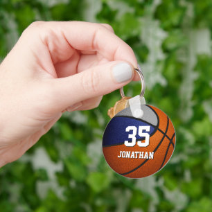 blue grey basketball team spirit gift ideas key ring