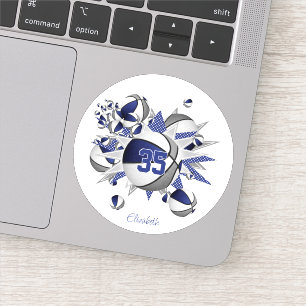 blue grey basketballs stars girls jersey number