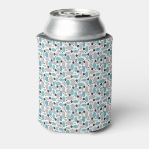 blue grey bean polka dot retro pattern home decor can cooler