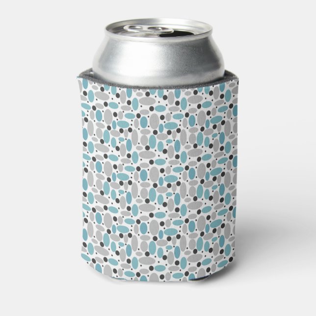 blue grey bean polka dot retro pattern home decor  can cooler (Can Back)