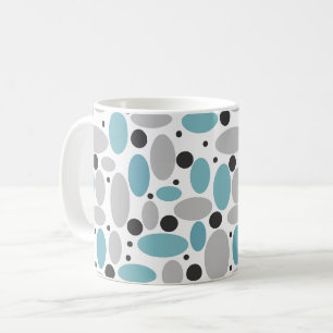 blue grey bean polka dot retro pattern home decor coffee mug