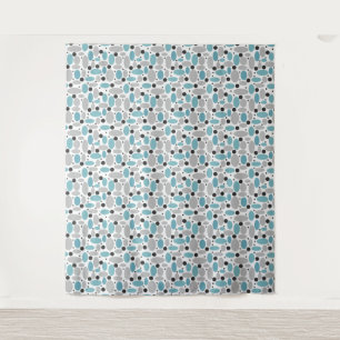 blue grey bean polka dot retro pattern home decor  tapestry