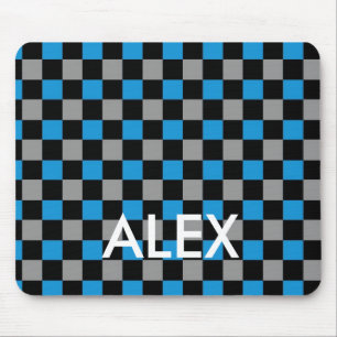 Blue grey black chequered chequered skater mouse p mouse pad