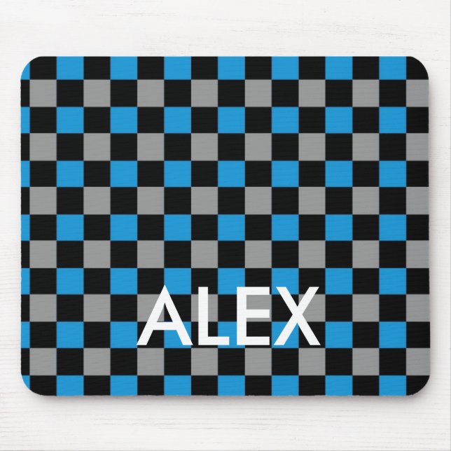 Blue grey black chequered chequered skater mouse p mouse pad (Front)