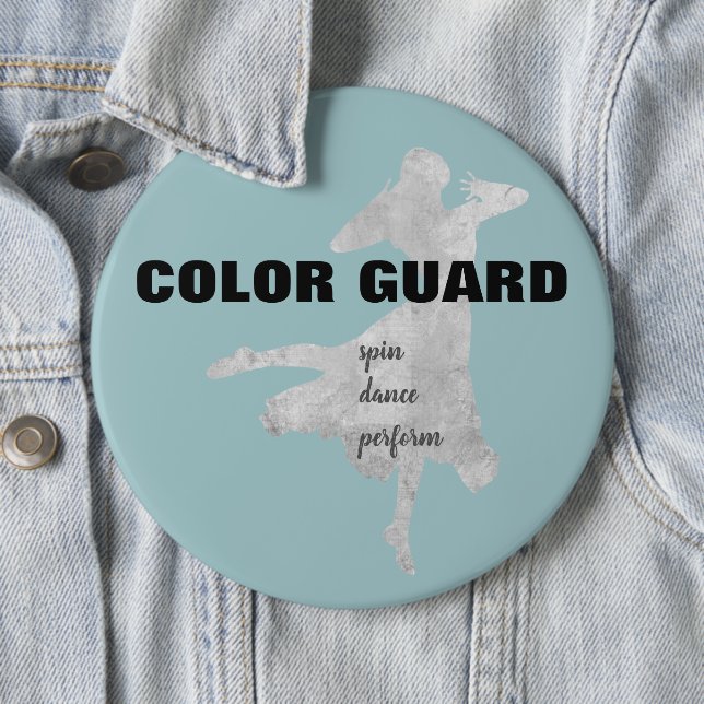 Blue Grey Black Colour Guard Spin Dance Perform 6 Cm Round Badge (In Situ)