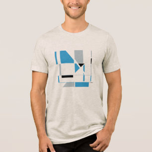 Blue Grey Black Contemporary Geometric Abstract Tri-Blend Shirt