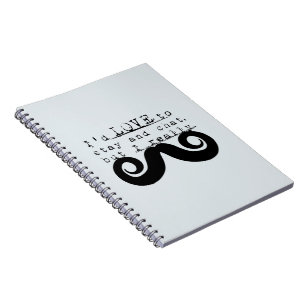 Blue Grey Black Funny Humor I Mustache Notebook