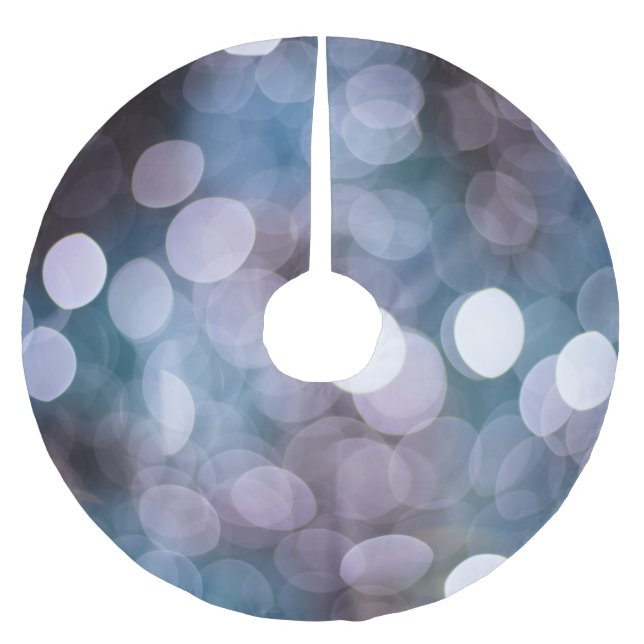 Blue grey bokeh, abstract background. brushed polyester tree skirt (Front)
