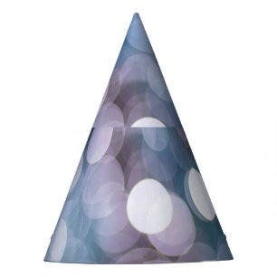 Blue grey bokeh, abstract background. party hat
