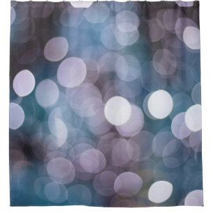 Blue grey bokeh, abstract background. shower curtain