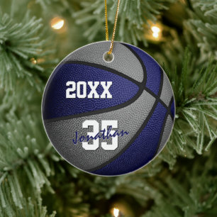 blue grey boys girls basketball team memento ceramic ornament
