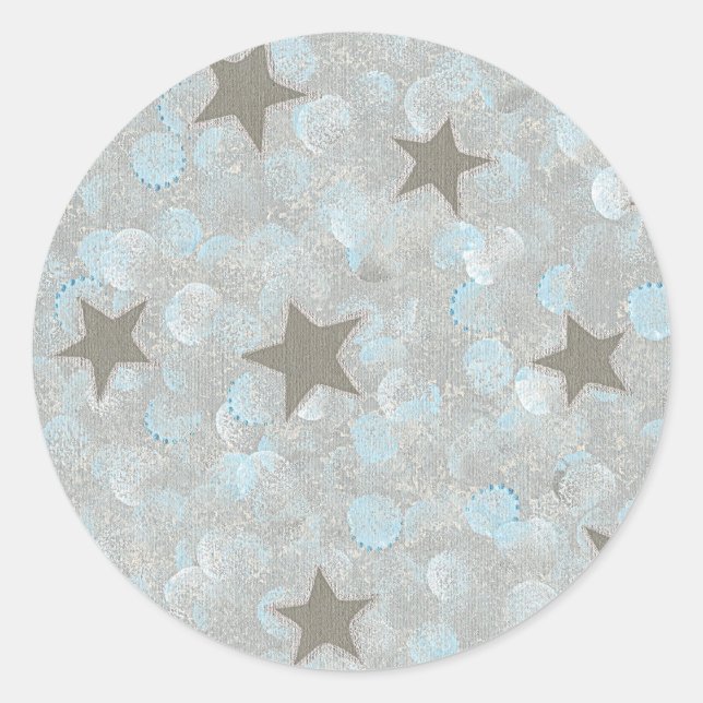 Blue Grey Bubbles & Silver Stars Stickers (Front)