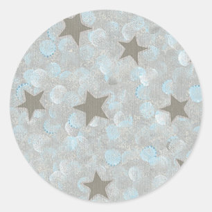 Blue Grey Bubbles & Silver Stars Stickers