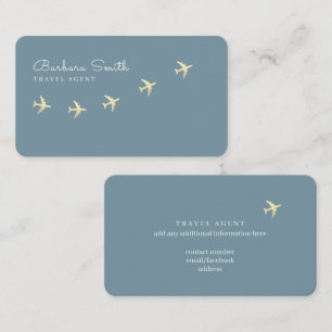 Blue-Grey Business Card for a Travel Agent