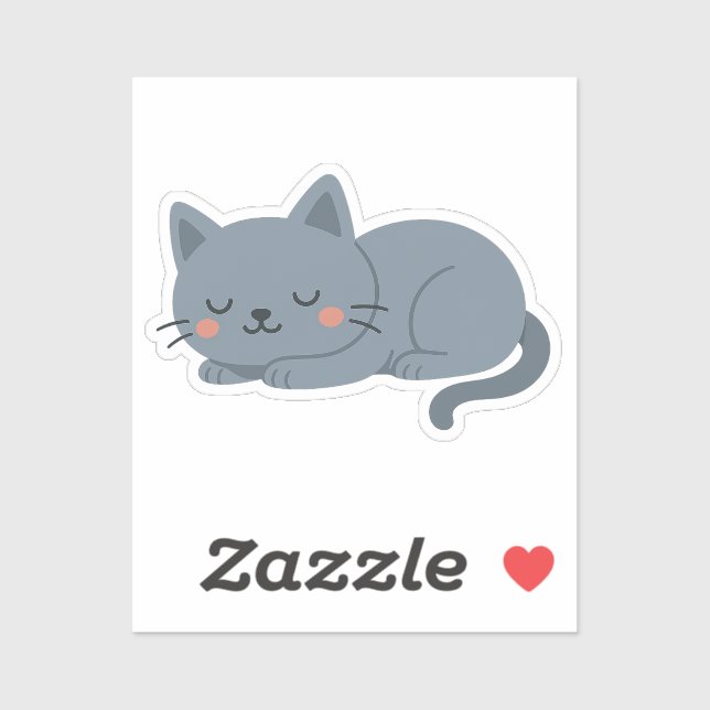 Blue Grey Cat Sticker – Calm and Cosy Cartoon (Sheet)