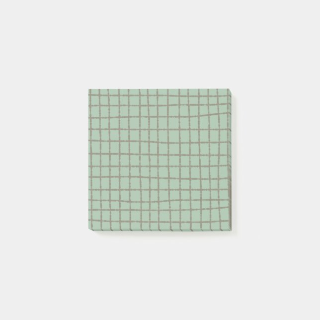 Blue Grey Check Pattern Sleek and Stylish Post-it Notes (Front)