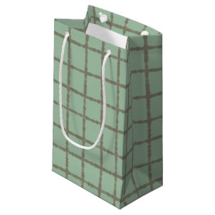 Blue Grey Check Pattern Sleek and Stylish Small Gift Bag
