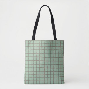 Blue Grey Check Pattern Sleek and Versatile Tote Bag