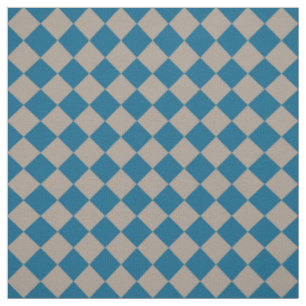 Blue Grey Chequered Diamond Pattern Fabric